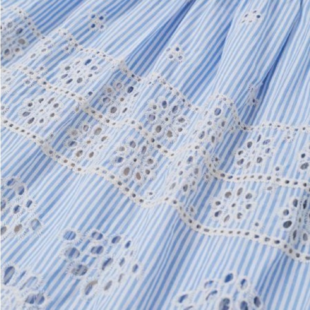 Blue Striped Eyelet Dress NWT - Picture 8 of 10
